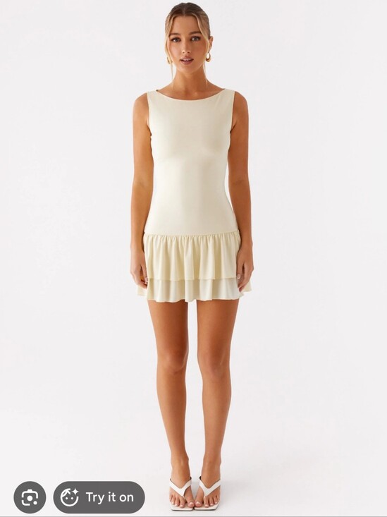 Peppermayo Dresses & Skirts - Peppermayo Cream Ruffle-Hem Mini Dress